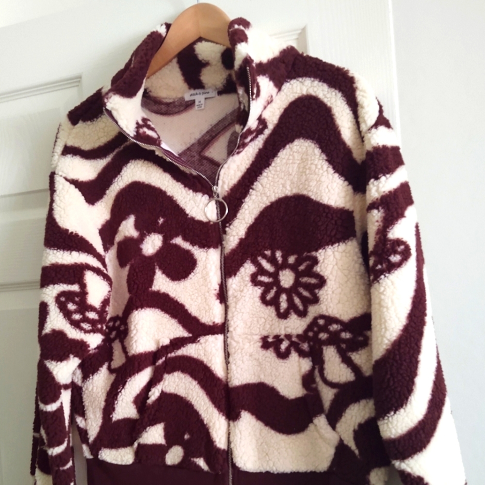 Fluffy Bomber Jacket Brown/Cream New
